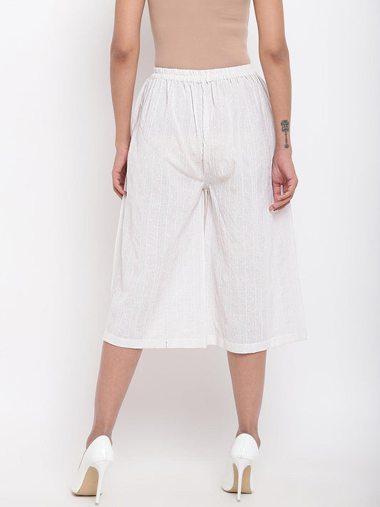 trueBrowns White Cotton Pant | Swadesiicart