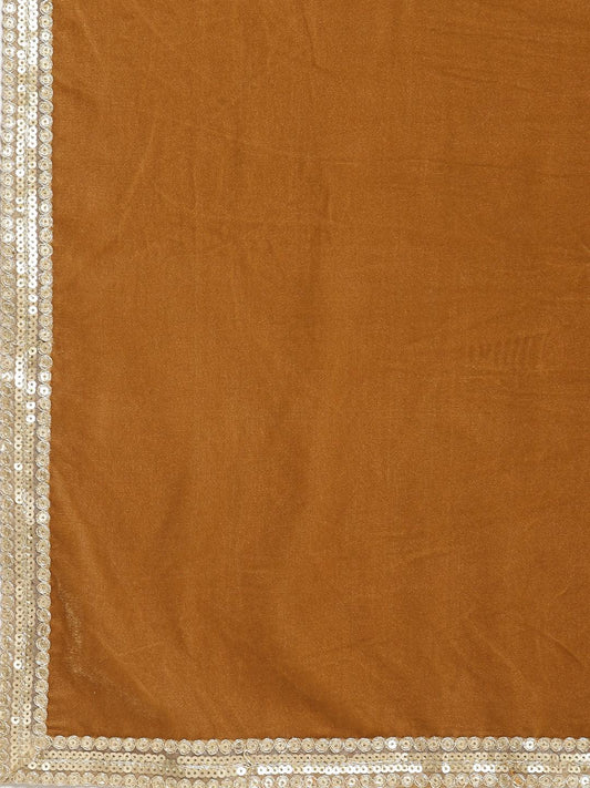 trueBrowns Brown Velvet Shawl | Swadesiicart