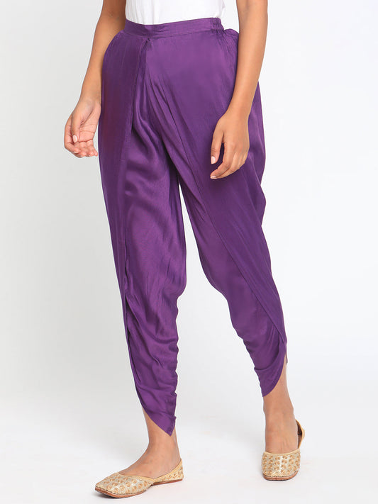 trueBrowns Silk Purple Dhoti Pant | Swadesiicart