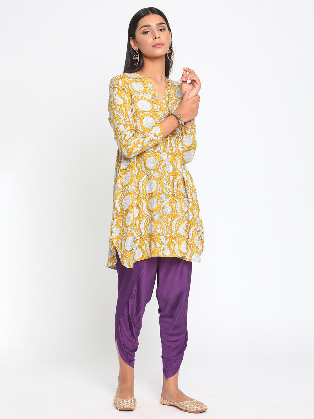 trueBrowns Silk Purple Dhoti Pant | Swadesiicart
