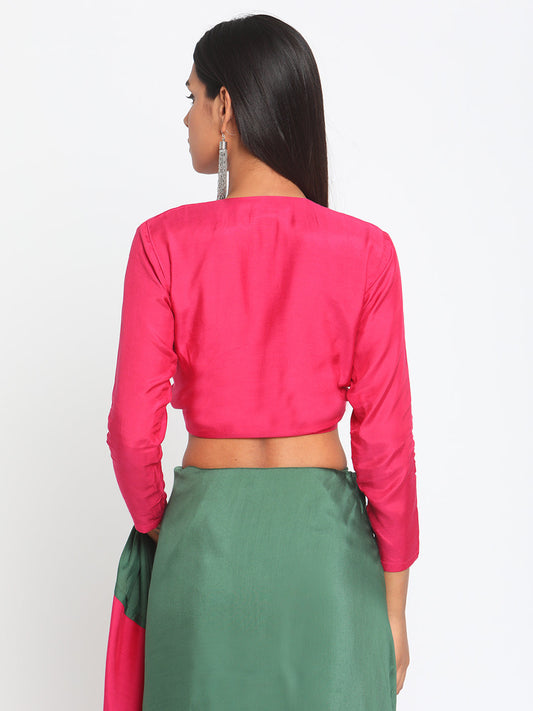 trueBrowns Silk Pink Tie Up Blouse | Swadesiicart