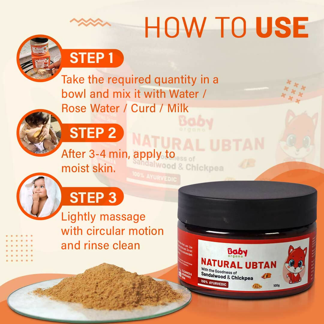 Babyorgano Natural Ubtan Face Pack, Skin Lightening and Tan Removal For Babies - Swadesiicart