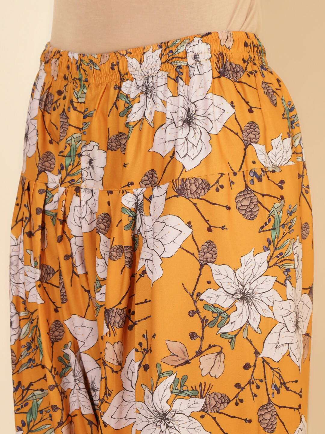 Janasya Women's Mustard Moss Digital Floral Printed Casual A-line Co-ords - Swadesiicart