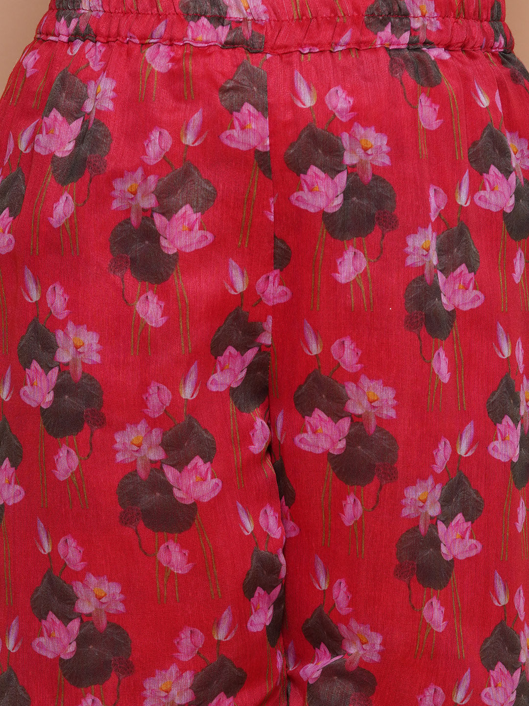 Girls Red Floral Printed Kurta With Sharara - Bhama | Swadesiicart
