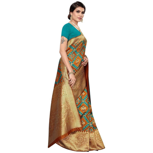 Vamika Banarasi Jaquard Mustard Weaving Saree (Banarasi 19) | Swadesiicart