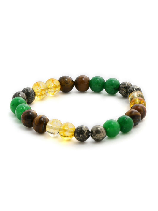 Red Carnelian, Lapis Lazuli, Amethyst, Yellow Citrine Crystal and Green Avanturine Multicoloured Cyrstal Beads bracelet - Ruby Raang | Swadesiicart