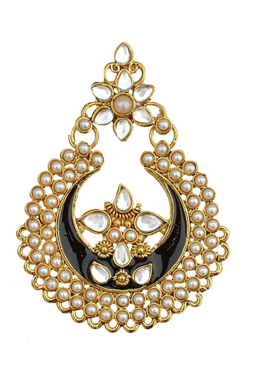 Gold-Polished Alloy Black Enamel Ethnic Earrings - The Pari - Swadesiicart