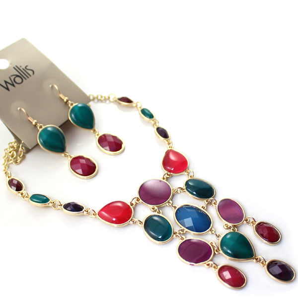 Gold-Polished Alloy Enamel Multi-Colour Designer Necklace - The Pari - Swadesiicart