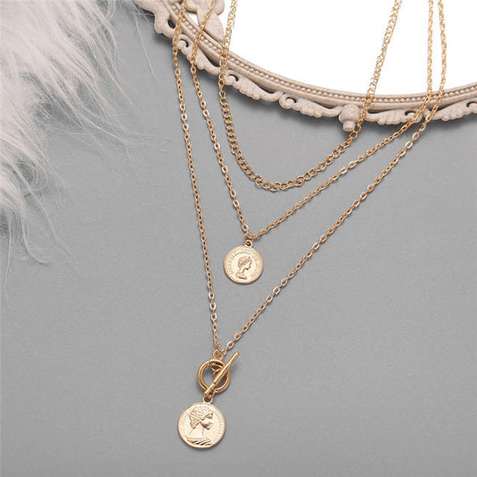 Gold-Polished Alloy Layered Designer Short Necklace - The Pari | Swadesiicart