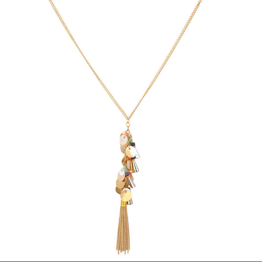 Gold-Polished Alloy Long Multi Chain Necklace - The Pari