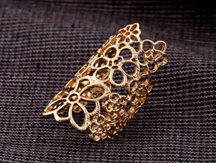 Gold-Polished Alloy Golden Mughlai Ring - The Pari | Swadesiicart