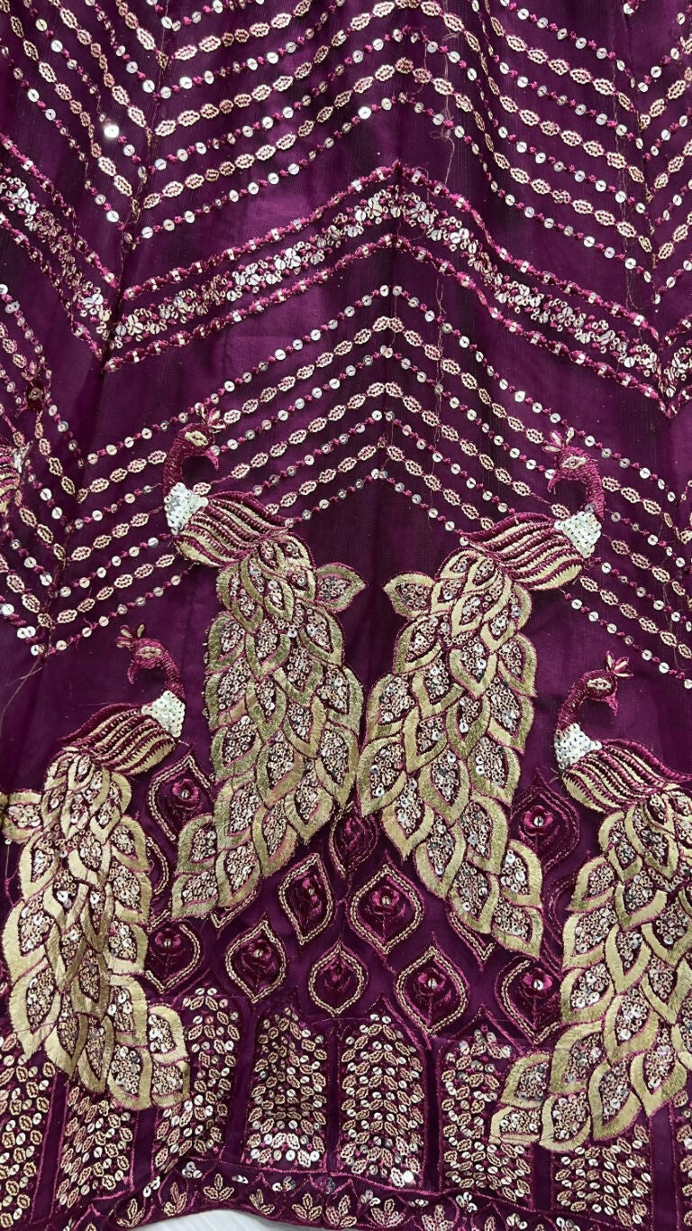 Jyoti Fashion Women's Purple Bridal Net Fancy Foil & Sequins with Multi Thread Embroidered Wedding Lehenga Choli | Swadesiicart