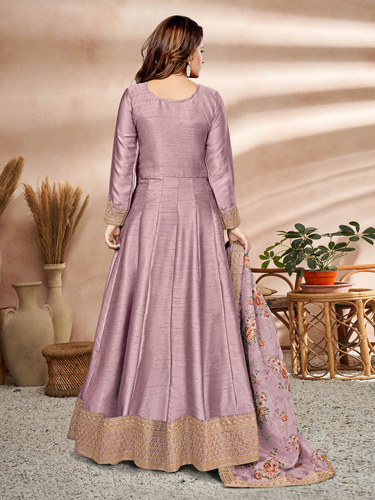 Myra Violet Art Silk Embroidered Anarkali Suit | Swadesiicart
