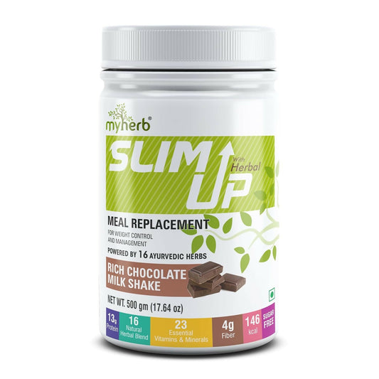 Myherb Slim Up Meal Replacement Shake With 16 Natural Herbal Blend For Men & Women - Chocolate Milk Shake - Swadesiicart