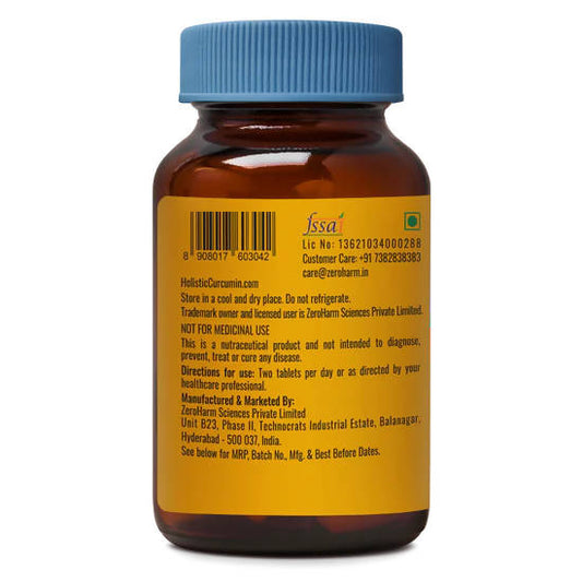 Zeroharm Holistic Curcumin with Piperine Tablets - Swadesiicart