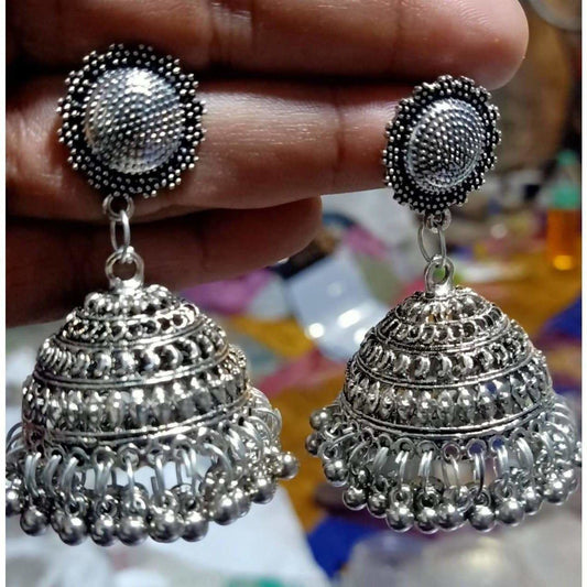 MS Fashion India Oxidized Designer Crafted Traditional Jhumka Brass Jhumki Earrings | Swadesiicart
