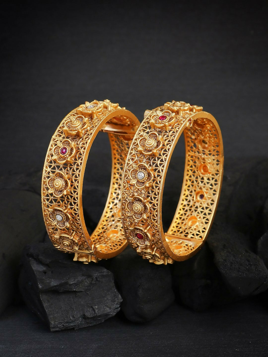 Matte Finish Gold Bangles By House of Ree - Swadesiicart
