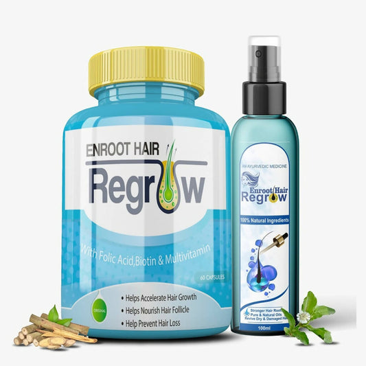 Divya Shree Enroot Hair Regrow Capsule & Oil Nourish & Cleanse Hair Kit - Jeevan Care Ayurveda