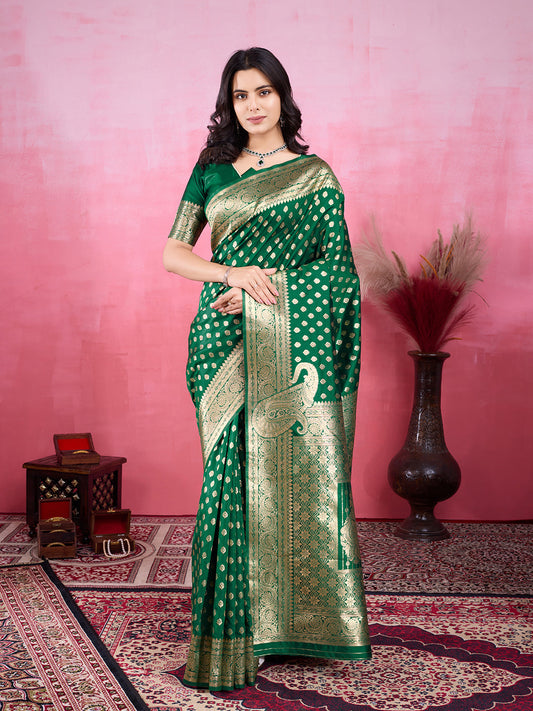 Vedant Vastram Banarasi Silk Fashion Saree - Green | Swadesiicart