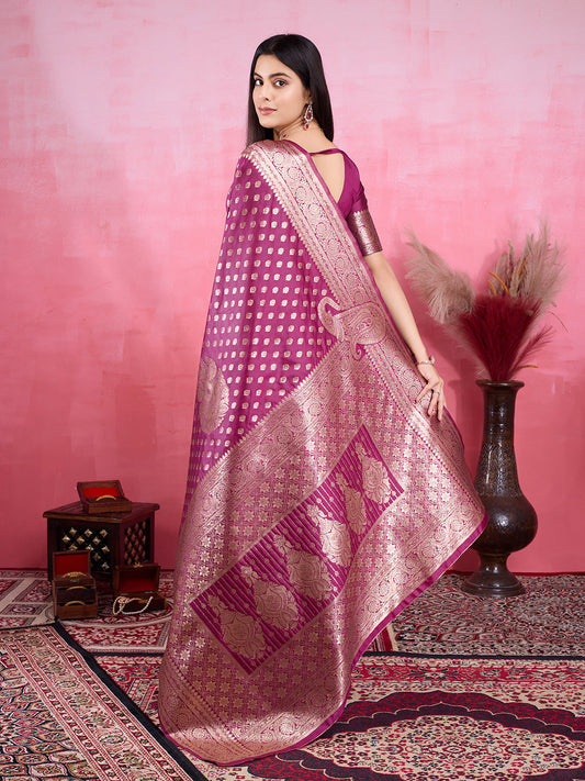 Vedant Vastram Banarasi Silk Fashion Saree - Wine | Swadesiicart