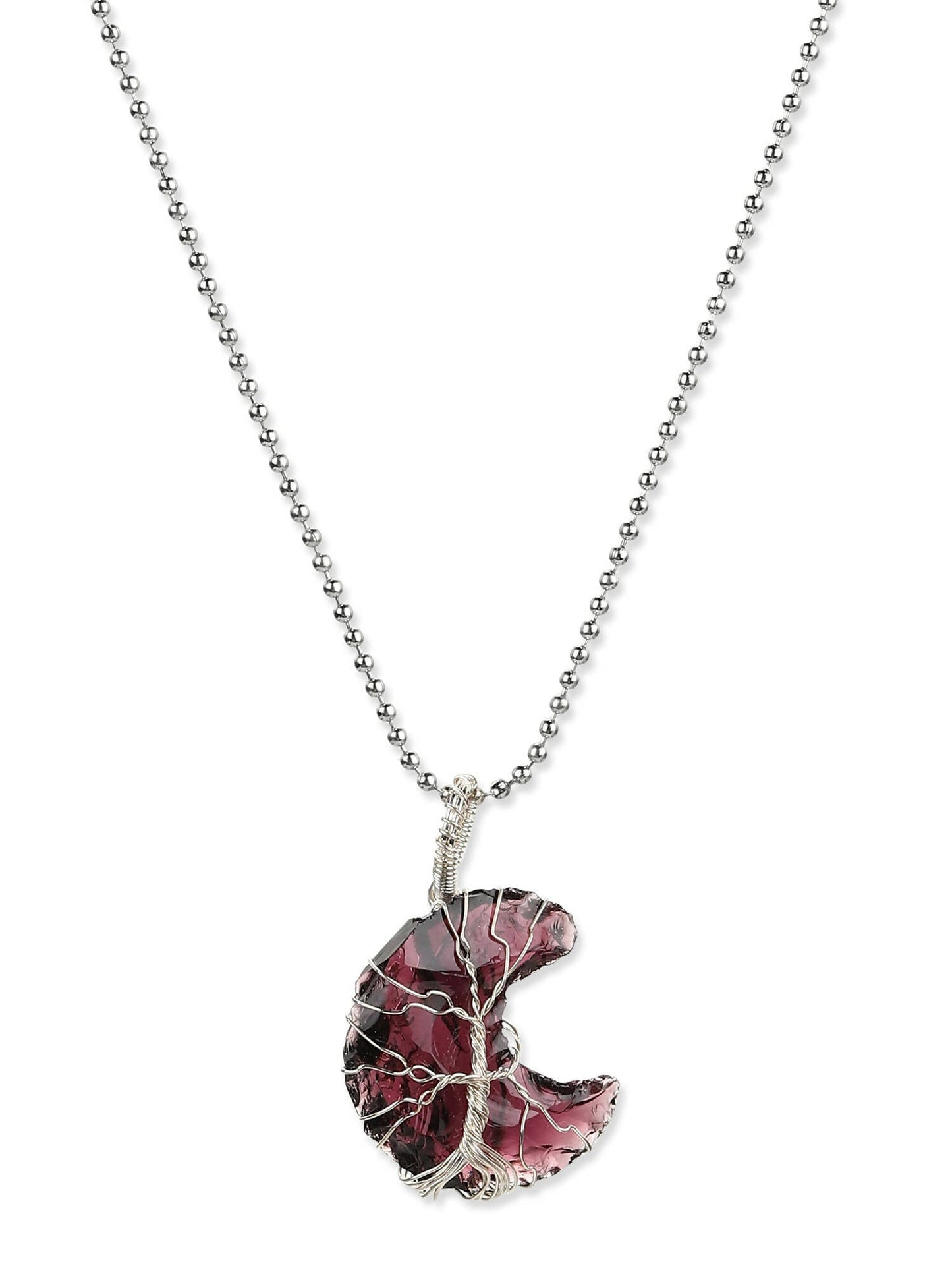 Women's Silver-Toned Purple Silver-Plated Handcrafted Chain - Ruby Raang | Swadesiicart