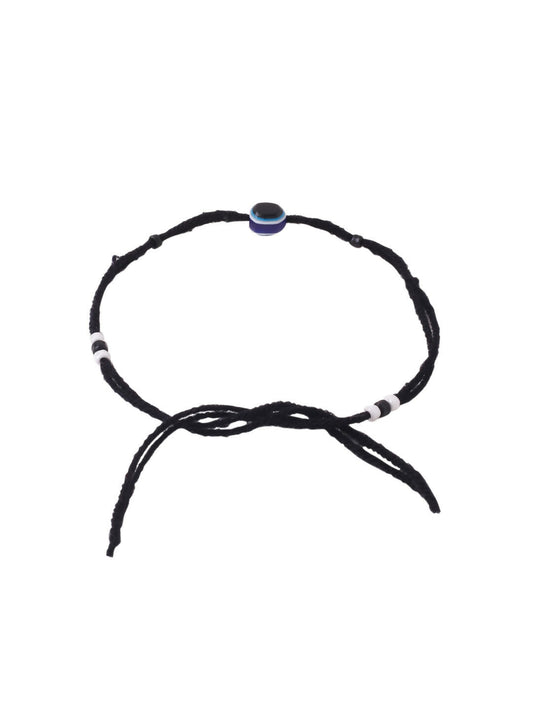 NVR Women Set of 2 Evil Eye Adjustable Black Anklets - Distacart