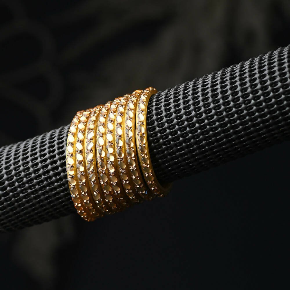 Afast Elegant Bridal & Wedding Party Fashion Bangle/Kada Set, Gold, Glass, Pack Of 8 Model No- A39 - Swadesiicart