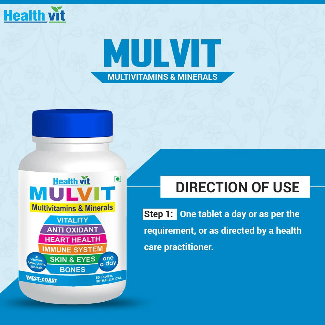 Healthvit Mulvit Multivitamins and Minerals Tablets - Swadesiicart