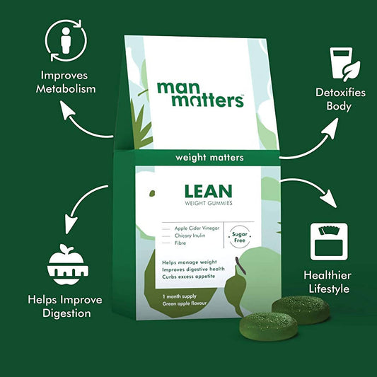 Man Matters Lean Weight Gummies For Men (Sugar Free) - Green Apple Flavor | Swadesiicart