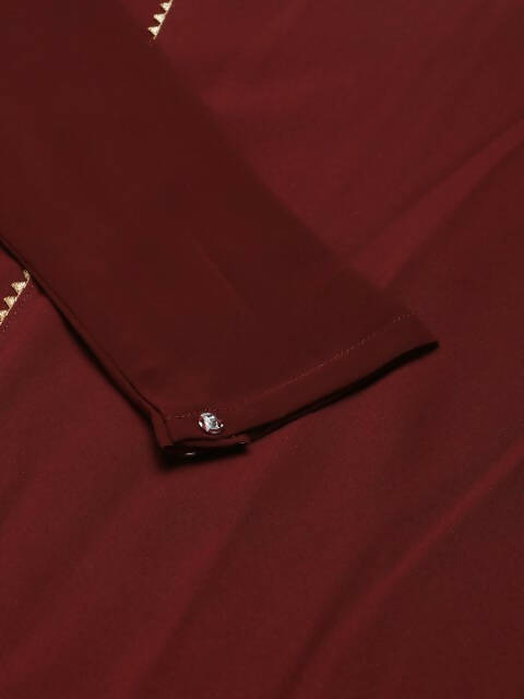 FIORRA Women's Maroon Poly Crepe Straight Kurta Pant With Dupatta - Swadesiicart