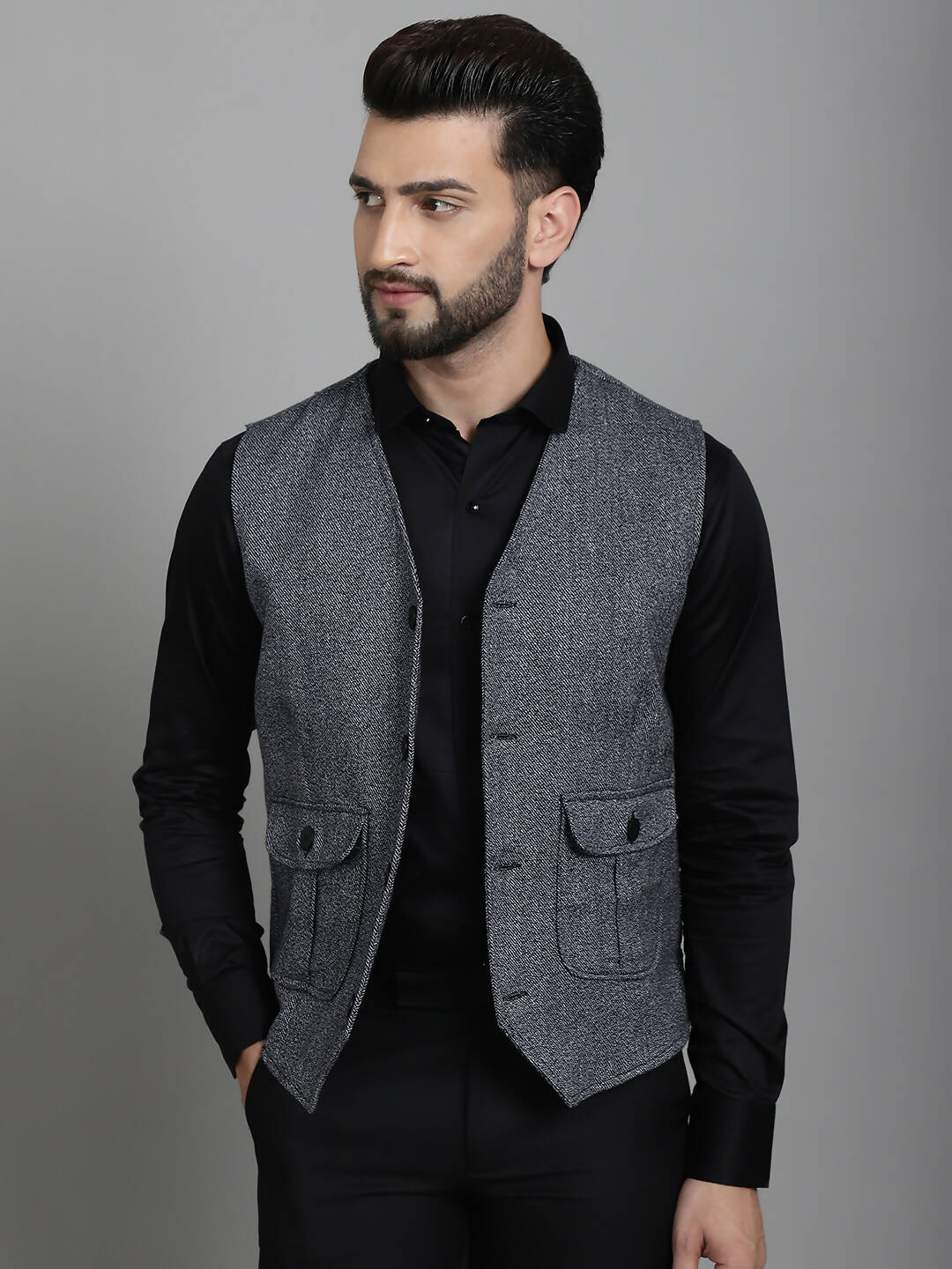 Even Apparels Solid Waistcoat - Grey | Swadesiicart