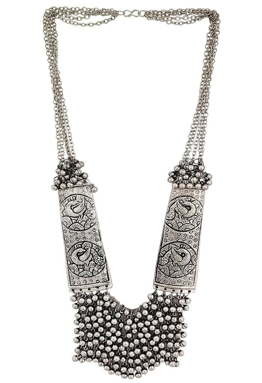 Mominos Fashion Joharkamal Oxidised Ghungroo Design Long Statement Necklace For Women & Girls | Swadesiicart