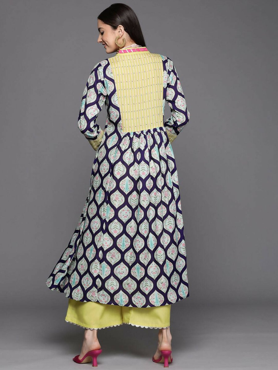 Ahalyaa Womens Yellow Cotton Digital Printed Kurta Palazzo Set | Swadesiicart