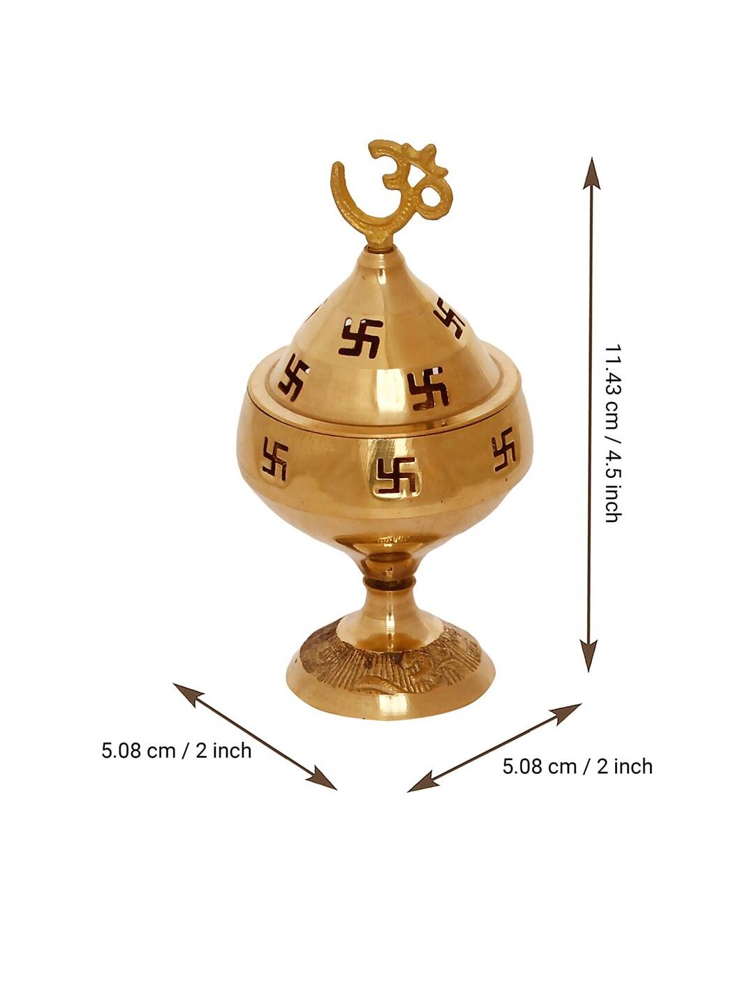 Swadesiicart Gold-Toned Om and Swastik Brass Diya