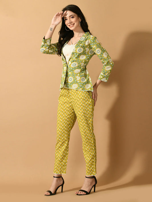 Myshka Women's Multi Printed Coat With Trousers - Swadesiicart