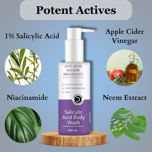 Dermistry 1% Salicylic Acid Apple Cider Vinegar Anti Acne Body Wash - Swadesiicart