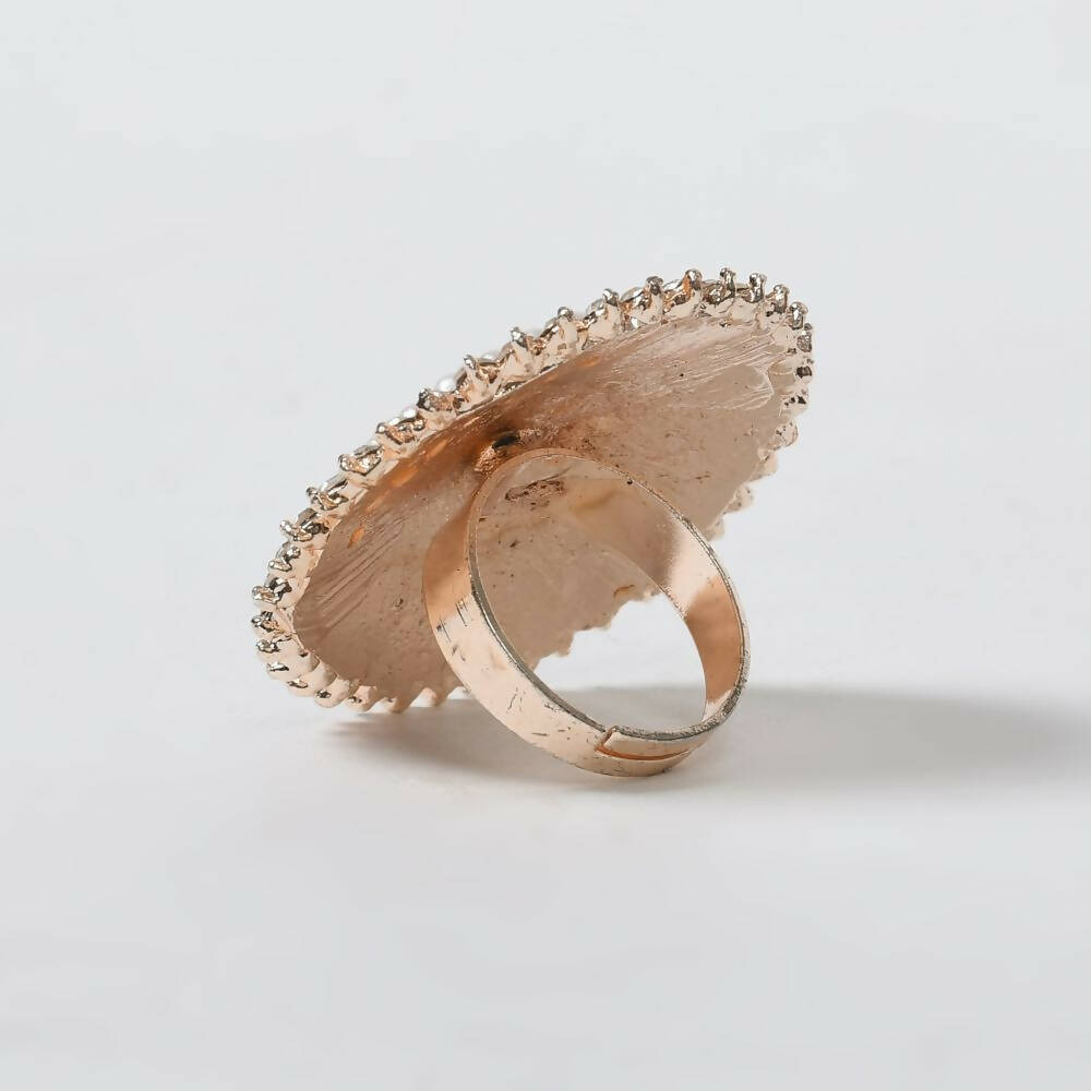 Mominos Fashion Joharkamal Gold-Polished Stone Studded Adjustable Finger Ring - Design 05 - Swadesiicart