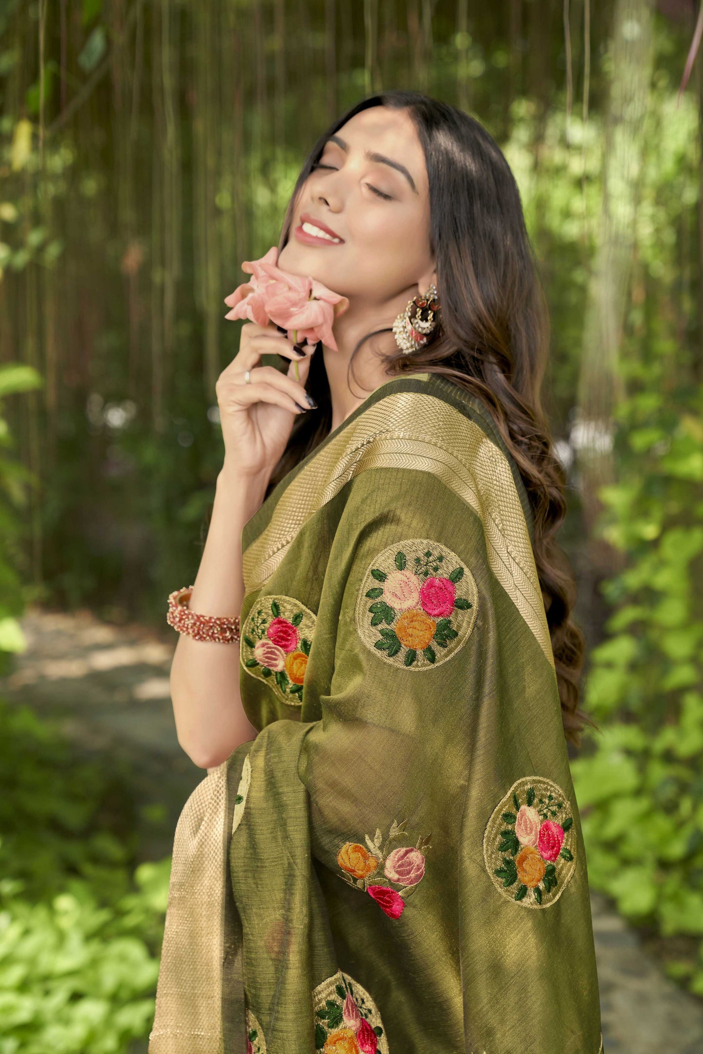 Vamsee Nikita Green Cotton Saree - Swadesiicart