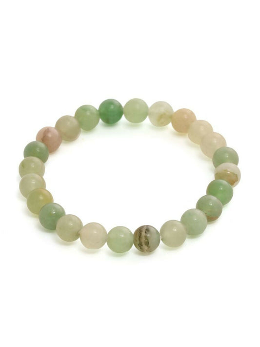 Green Avanturine Beads Elastic Bracelet - Ruby Raang | Swadesiicart
