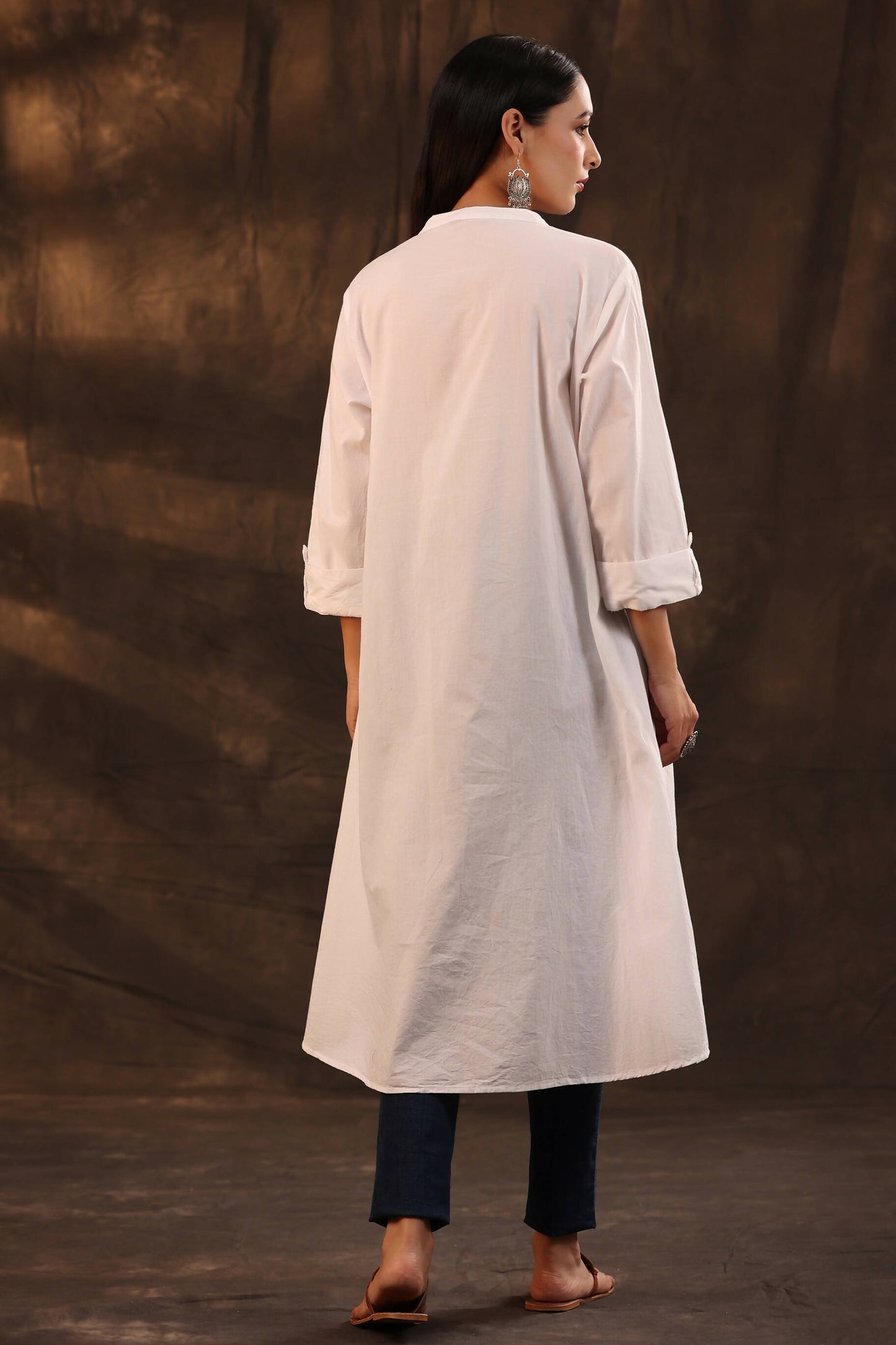 Juniper Women's White Cambric High-Low Tunic | Swadesiicart