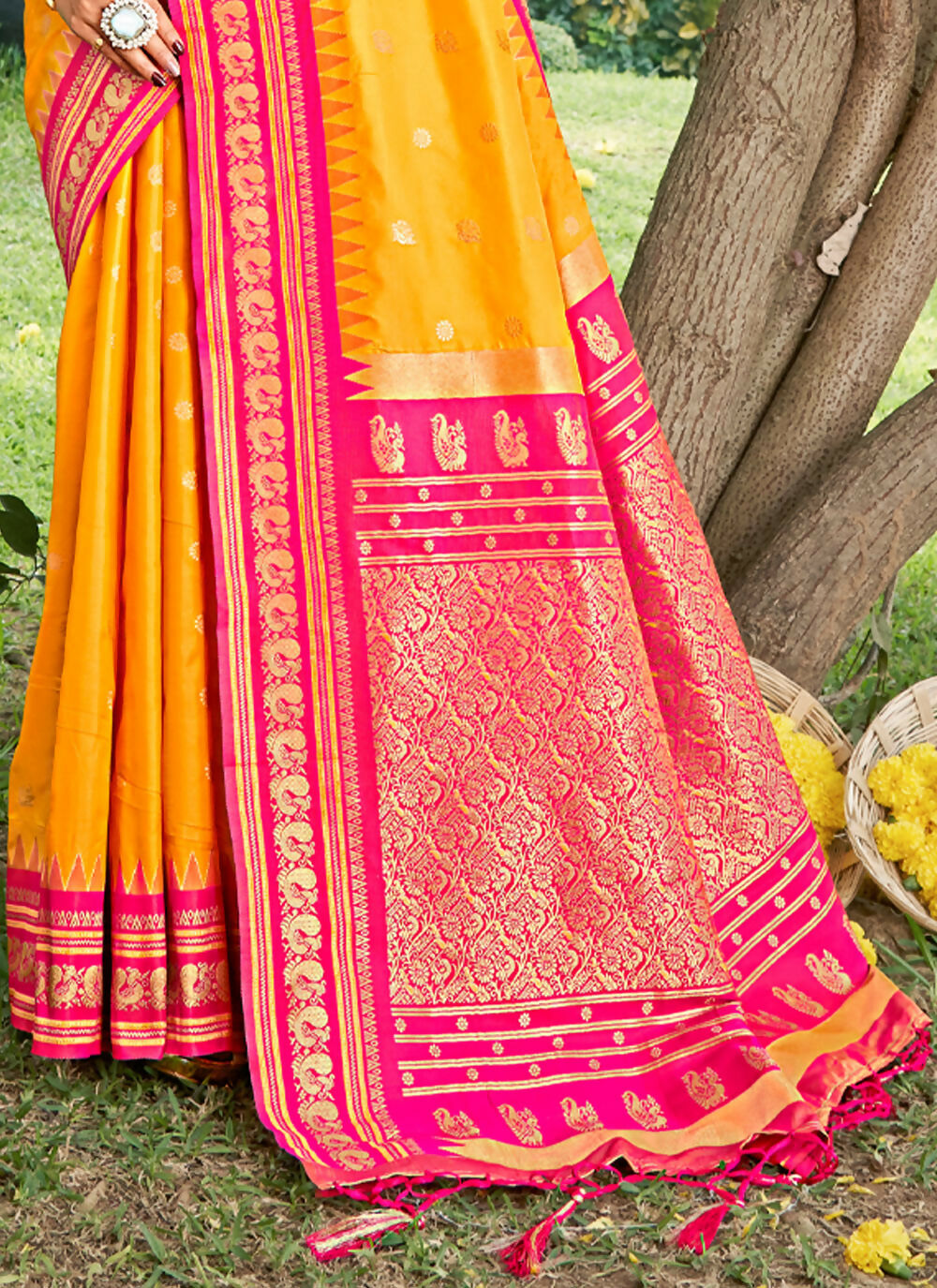 Shree Shyam Fashion Yellow Soft Silk Saree