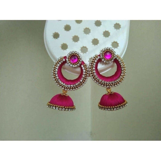 Pink Color Jhumki Earrings | Swadesiicart