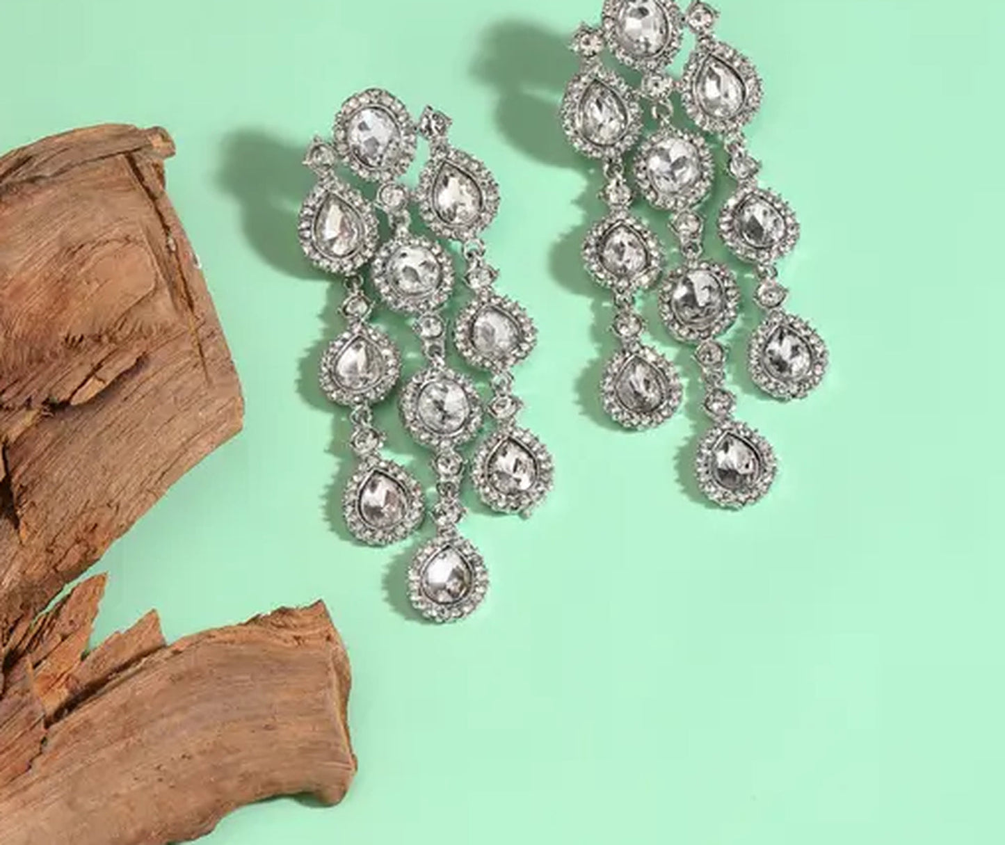 Jewel City Luxurious LCT Gold Cascade Earrings - Crystal-Embellished Statement Earrings for Wedding & Festival Glamour | Swadesiicart