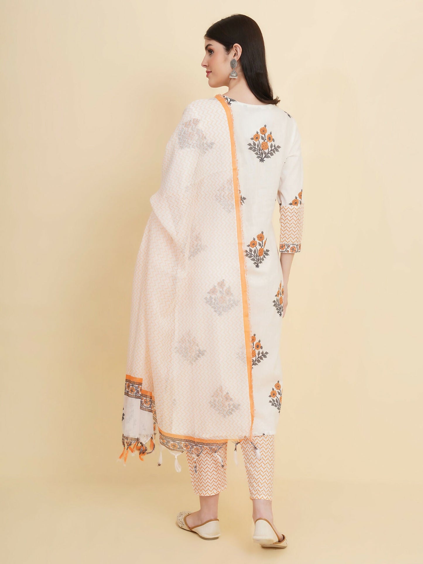 Designer Stylish white cotton Stitched Suit With Dupatta - Tanisha | Swadesiicart