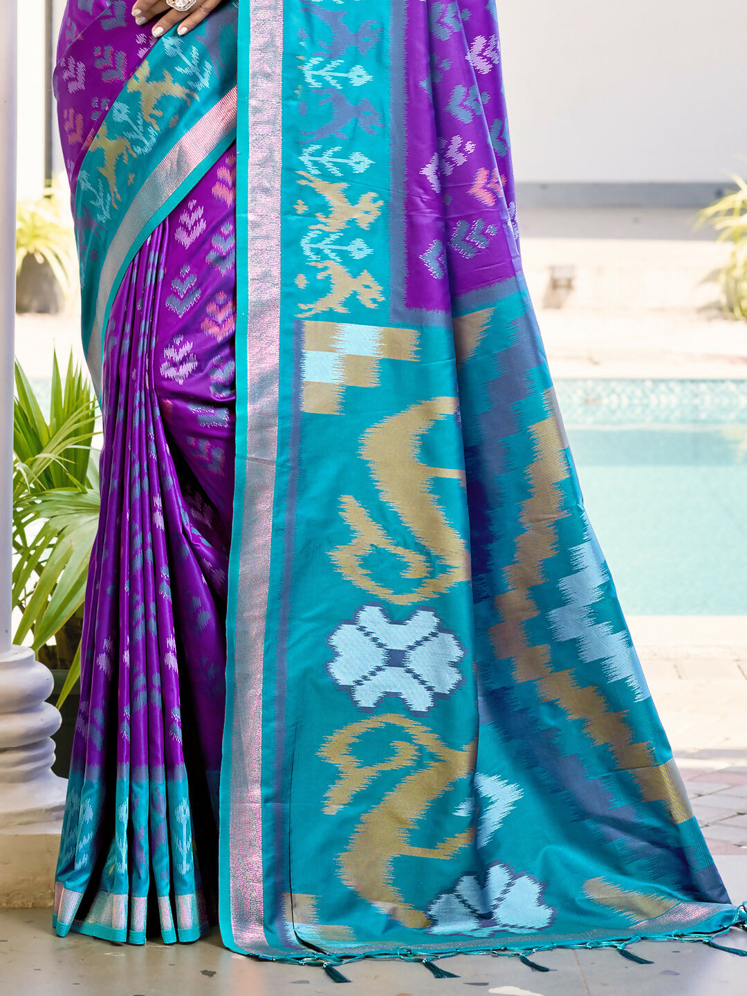 Shree Shyam Fashion Pochampalli Silk Violet Saree