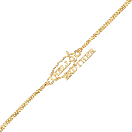 trueBrowns X Voylla Hello Brother Gold-Polished Stylish Bracelet Rakhi | Swadesiicart