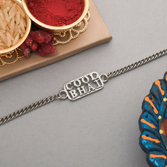 trueBrowns Silver Tone Cool Bhai Bracelet Style Rakhi | Swadesiicart