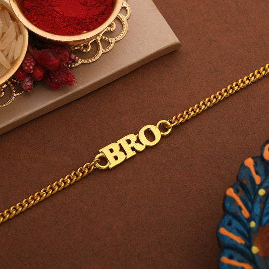 trueBrowns Gold Tone Fashionable BRO Rakhi | Swadesiicart