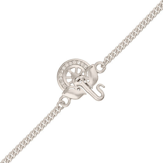 trueBrowns Silver Tone Ganesha Bracelet Rakhi | Swadesiicart