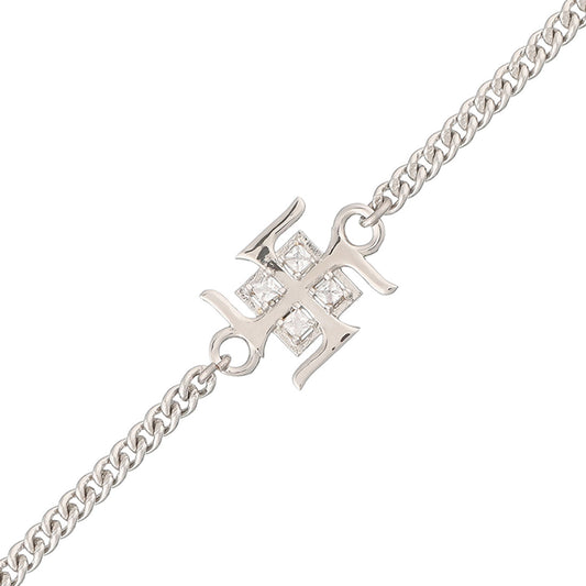 trueBrowns Auspicious Swastik Motif Silver Tone Bracelet Rakhi | Swadesiicart